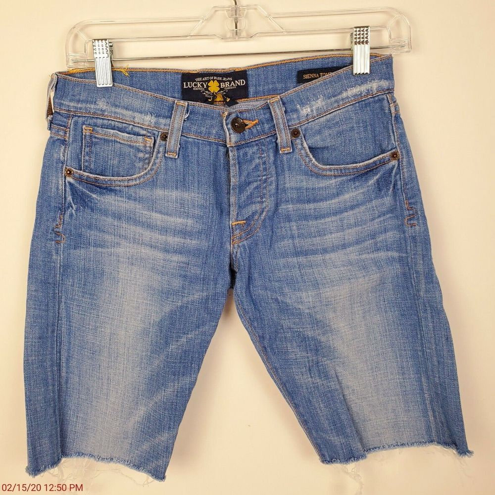 Lucky Brand Sienna Tomboy Jean Shorts Size 00/24‎ Medium Wash Button Fly